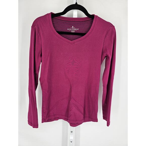 Royal Robbins Womens M Long Sleeve V Neck T Shirt Dark Pink Purple Standard Fit - Picture 1 of 3
